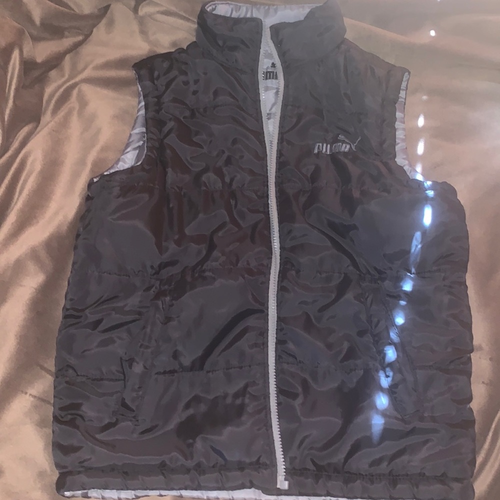 Puma grey and black reversible puffer vest